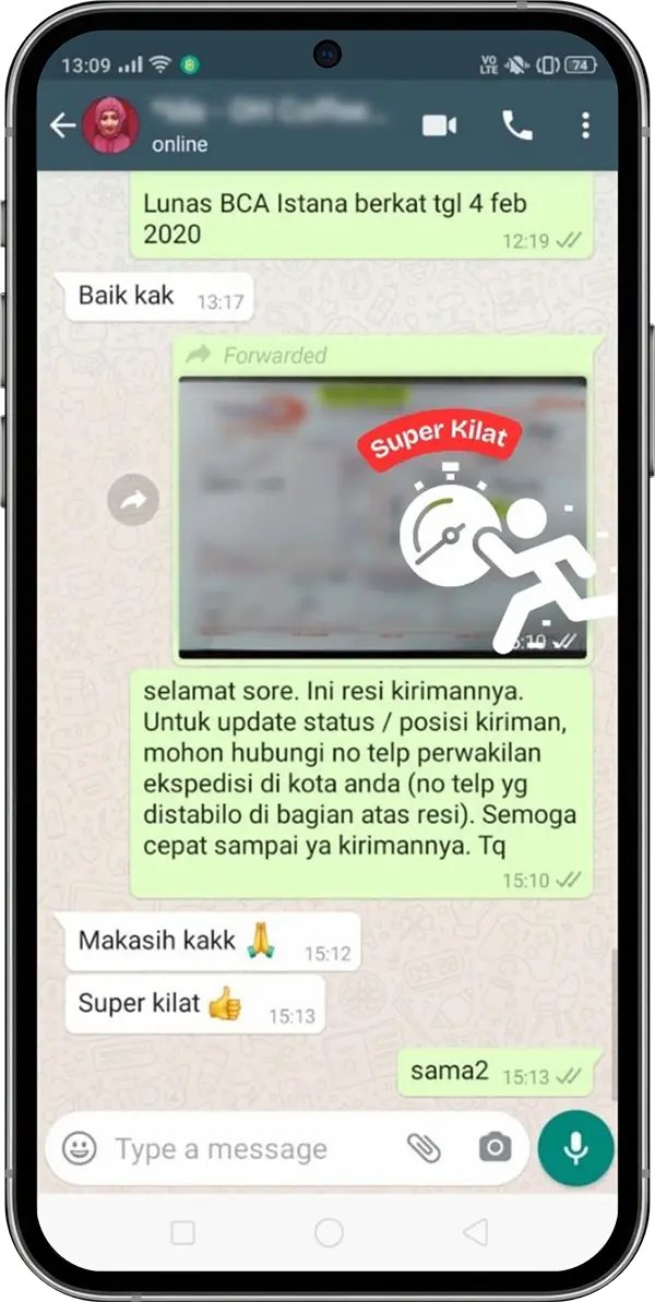 ulasan pelanggan puas super kilat 24